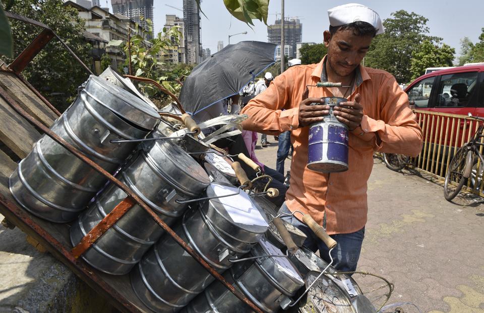 Historical photo of dabbawalas